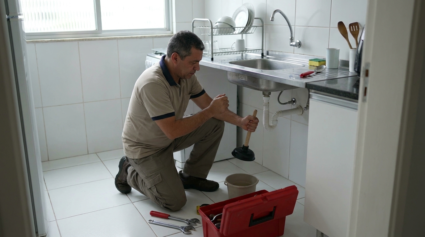 Desentupimento de pia residencial em Tatuapé‑SP